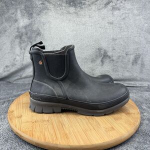 BOGS Rain Boots Womens Size 7 Black Amelia Slip On Waterproof Ankle 78900-001